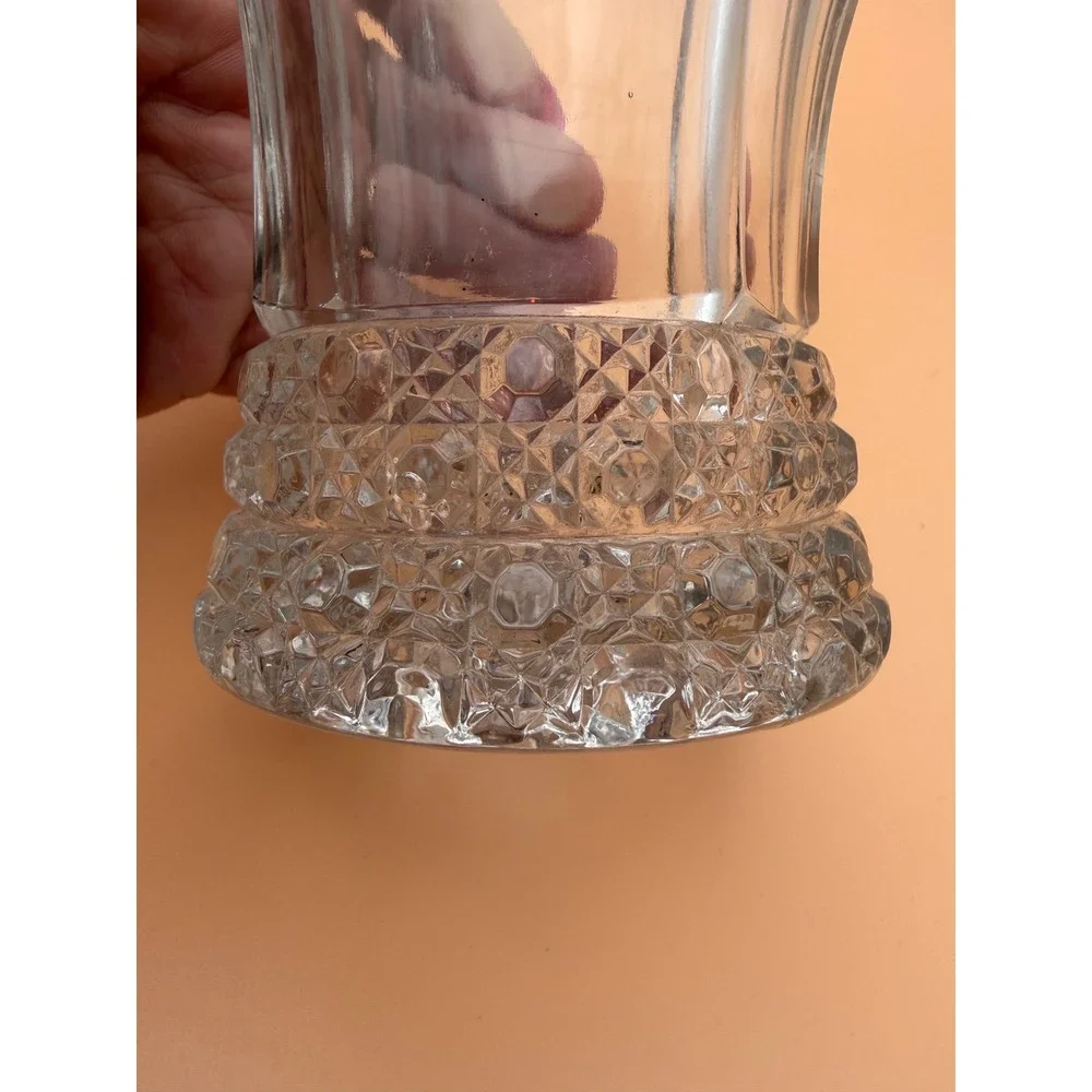 New Martinsville Clear Glass Basket Meadow Wreath Etch Radiance 1930s Vintage
